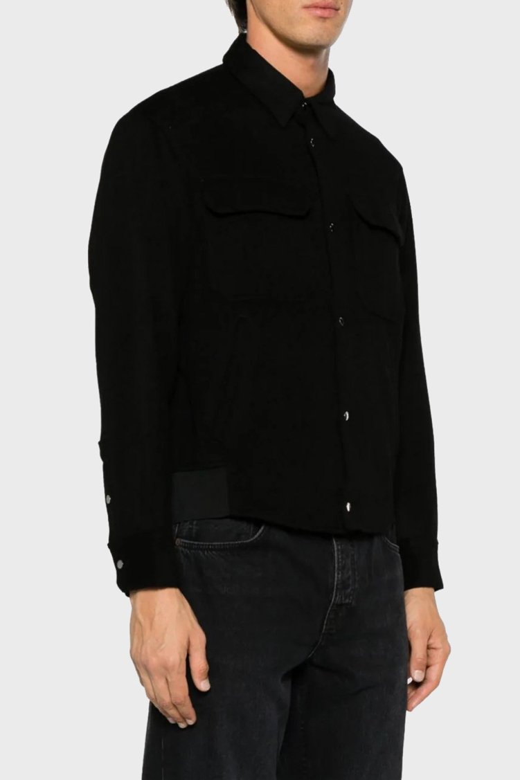Emporio Armani Yün ve Kaşmir Karışımlı Regular Fit Erkek Gömlek 6R1C61 1NTYZ 0999 SİYAH - Emporio Armani