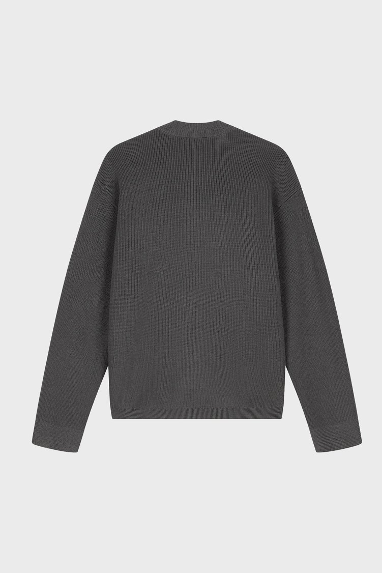 Emporio Armani Yün ve Pamuk Karışımlı Bisiklet Yaka Düğmeli Erkek Hırka EM006289 AF27812 U8107 Füme - Emporio Armani (1)