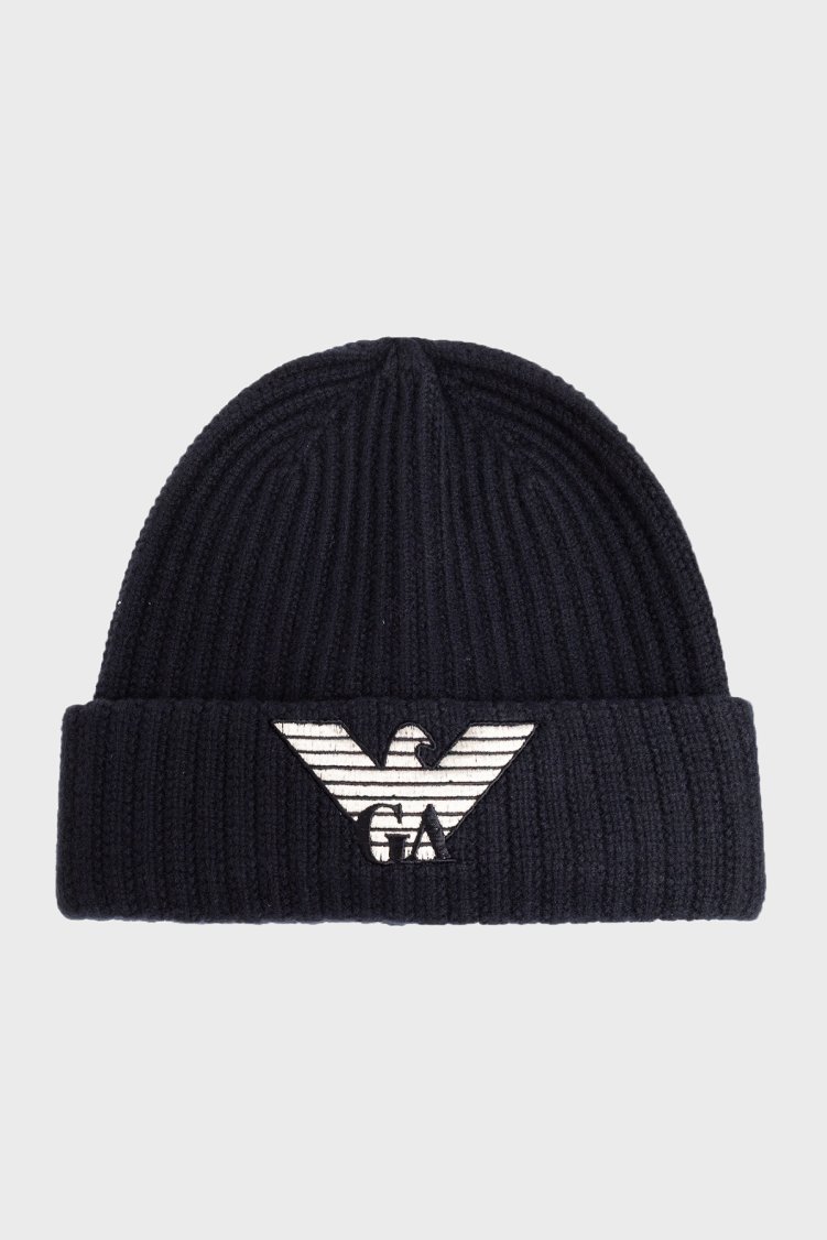 Emporio Armani Yünlü Erkek Bere EM006282 AF18099 MB015 Mavi-gri - Emporio Armani
