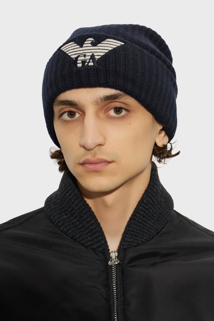 Emporio Armani Yünlü Erkek Bere EM006282 AF18099 MB015 Mavi-gri - Emporio Armani (1)