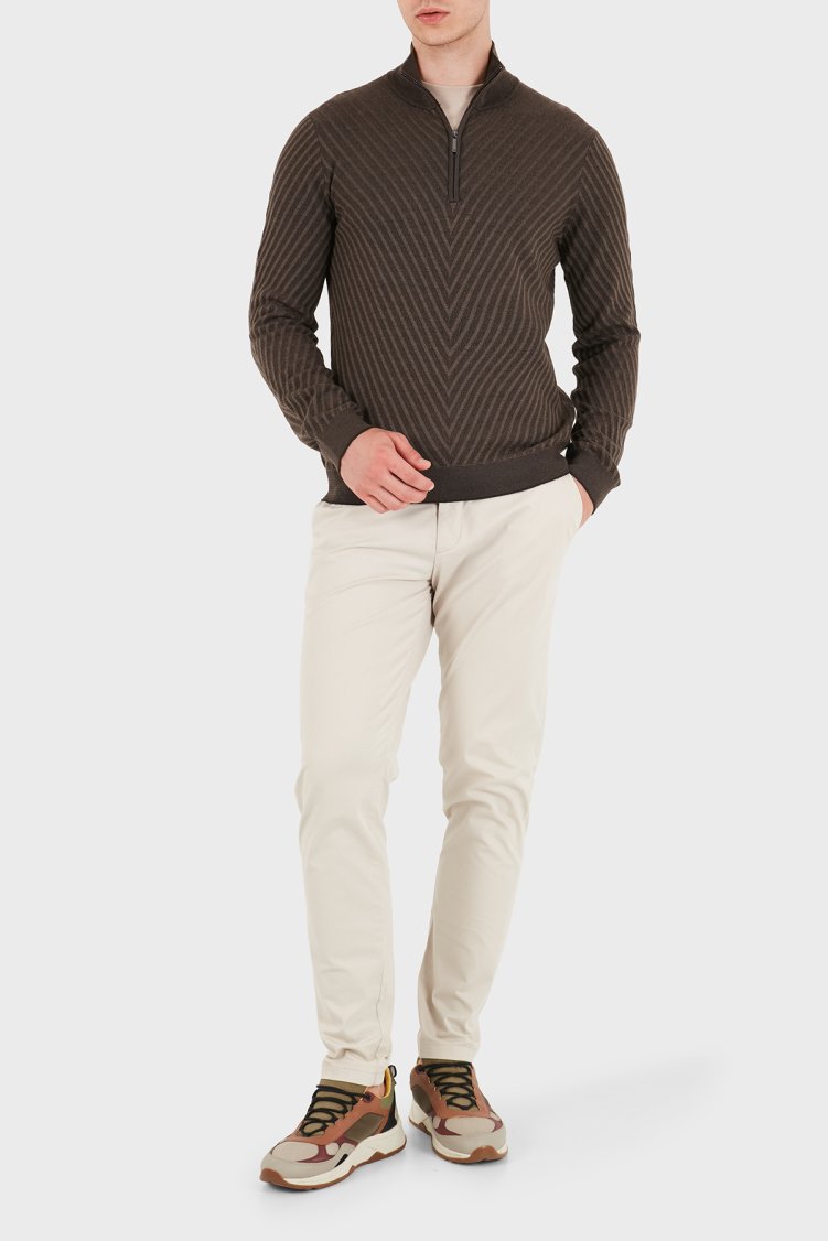 Emporio Armani Yünlü Fermuarlı Dik Yaka Erkek Kazak EM006316 AF27942 F6030 Kahve - Emporio Armani (1)
