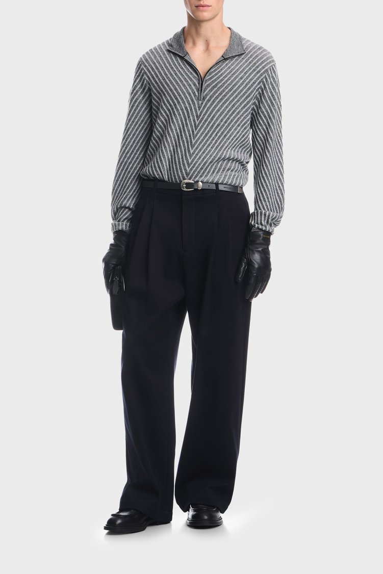 Emporio Armani Yünlü Fermuarlı Dik Yaka Erkek Kazak EM006316 AF27942 FC018 Siyah - Emporio Armani (1)
