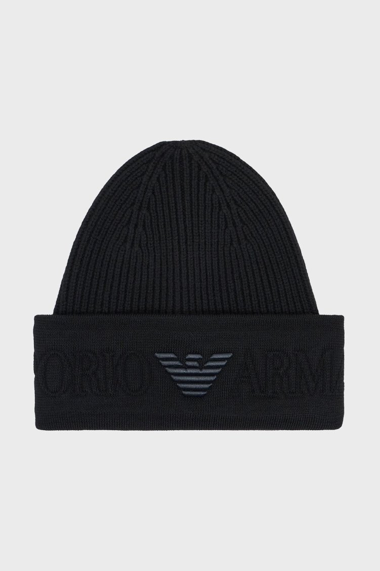 Emporio Armani Yünlü Logolu Erkek Bere EM003750 AF19896 UC001 SİYAH - Emporio Armani