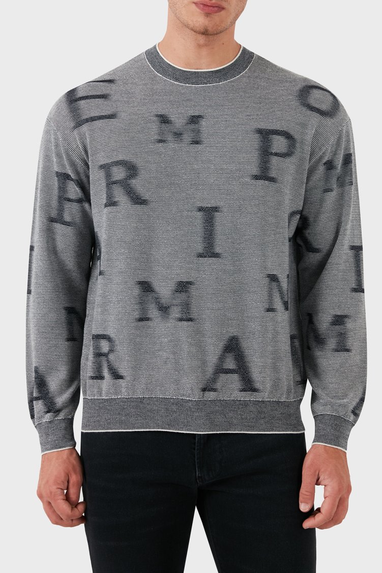 Emporio Armani Yünlü Regular Fit Bisiklet Yakalı Erkek Kazak 6D1MX8 1MJGZ F915 GRİ - Emporio Armani