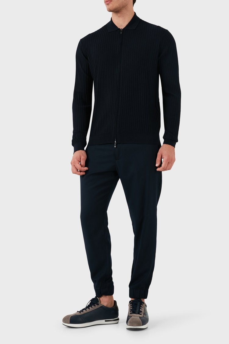 Emporio Armani Yünlü Regular Fit Fermuarlı Erkek Hırka EM000265 AF10460 UB118 LACİVERT - Emporio Armani (1)