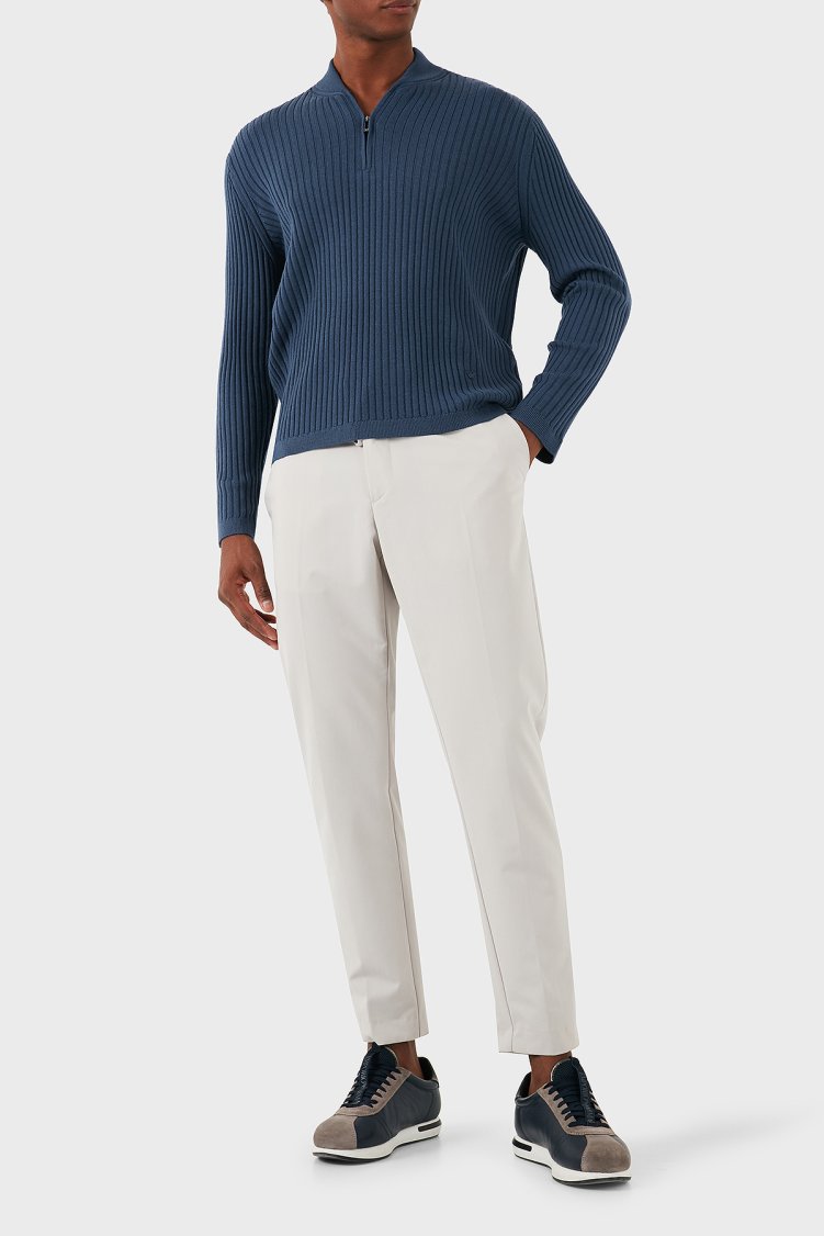 Emporio Armani Yünlü Regular Fit Yarım Fermuarlı Kolej Yaka Dokuma Erkek Kazak 6D1MXP 1MKDZ 09T6 LACİVERT - Emporio Armani (1)