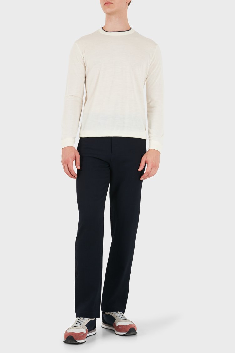 Emporio Armani Yünlü Regular Fit Normal Bel Düz Paça Erkek Pantolon EM004720 AF29404 UB109 Lacivert - Emporio Armani (1)