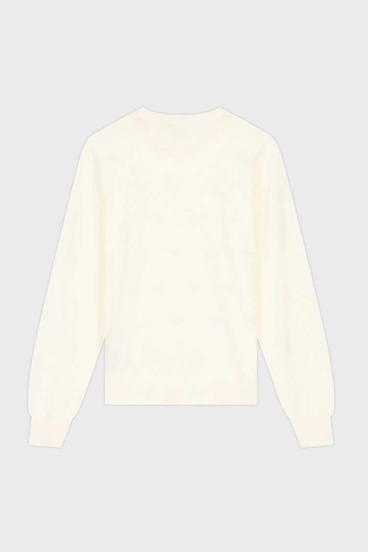 Emporio Armani Yuvarlak Yaka Yün Kadın Kazak EW004693 AF29551 F0027 Beyaz-mavi - Emporio Armani (1)