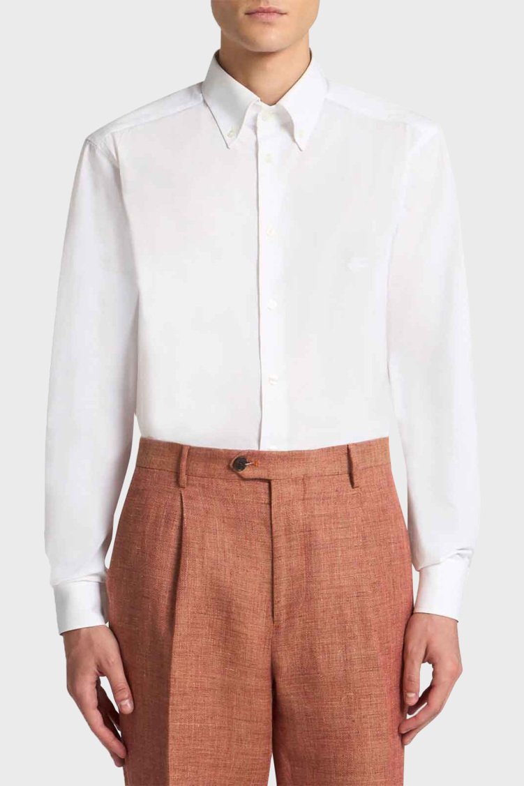 Etro % 100 Pamuk Regular Fit Düğmeli Yaka Erkek Gömlek MRIB0006 AV607 W0800 BEYAZ - Etro