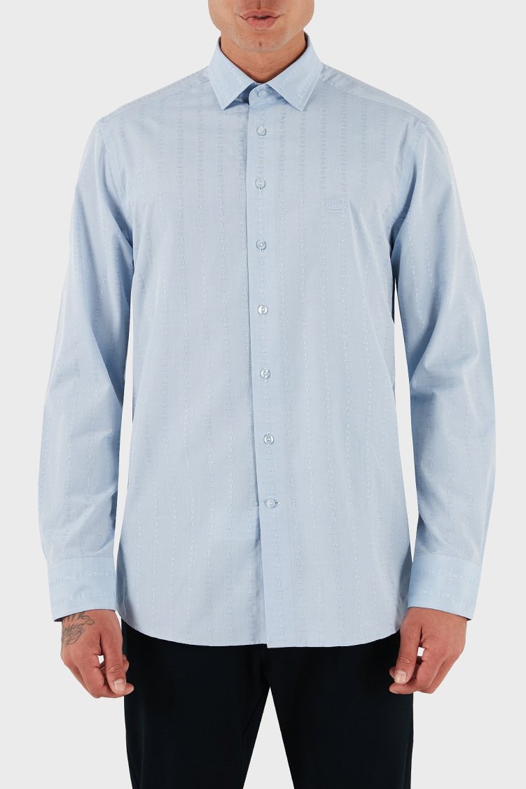 Etro Logolu % 100 Pamuk Regular Fit Uzun Kollu Erkek Gömlek MRIB000299 TR579 B0665 MAVİ - Etro