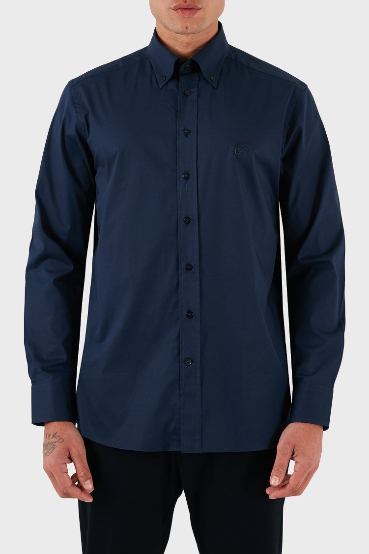 Etro Streç Pamuklu Regular Fit Düğmeli Yaka Erkek Gömlek MRIB0004 AV607 B0339 LACİVERT - Etro