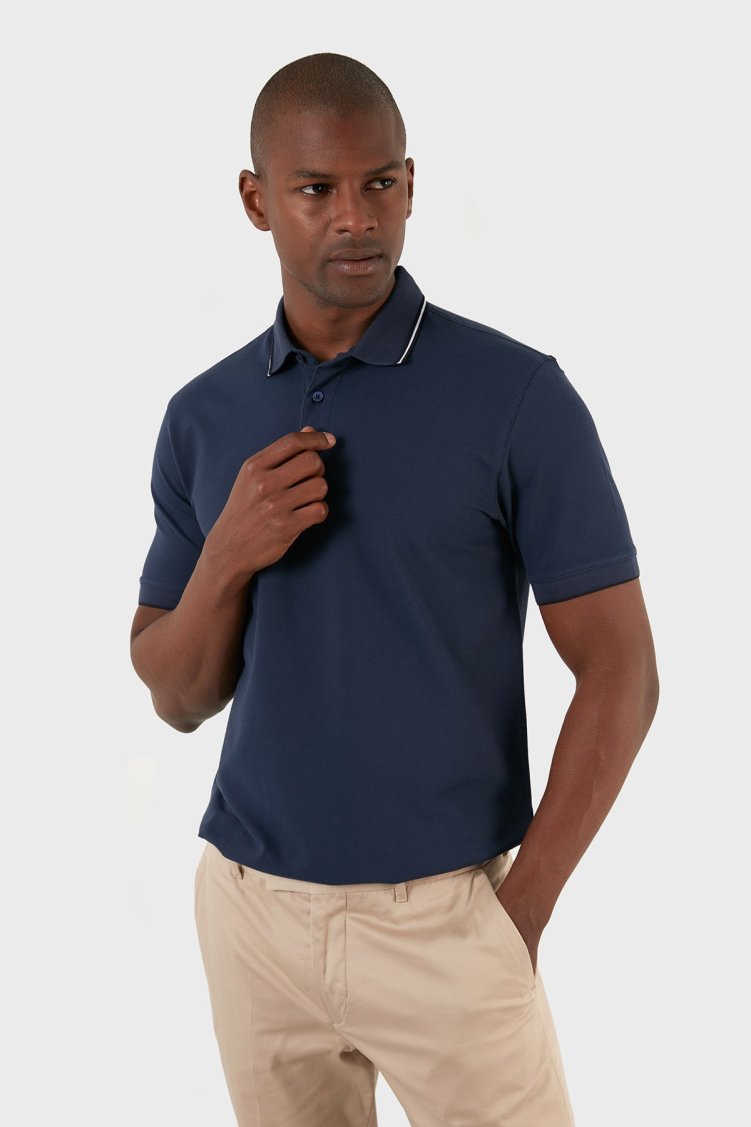 Exxe Pamuklu Regular Fit Düğmeli T Shirt Erkek Polo EX661 İNDİGO - Exxe (1)