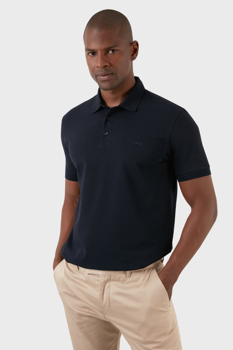 Exxe Pamuklu Regular Fit Düğmeli T Shirt Erkek Polo EX661D LACİVERT - Exxe