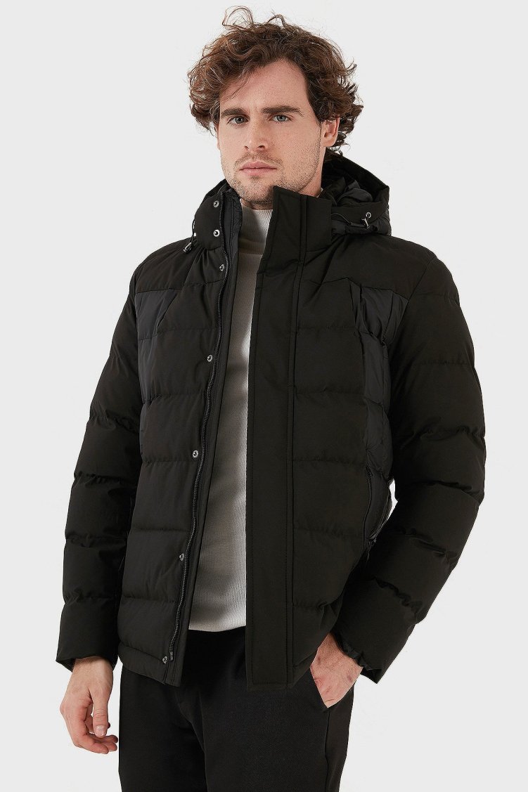Exxe Suya Dayanıklı Kapüşonlu Regular Fit Erkek Mont EXK225313 SİYAH - Exxe (1)