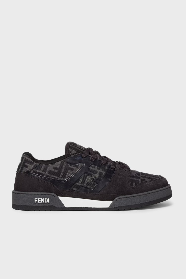 Fendi Deri Logolu Sneaker Erkek Ayakkabı 7E1688 AQ6I F1R71 SİYAH-LACİVERT - Fendi