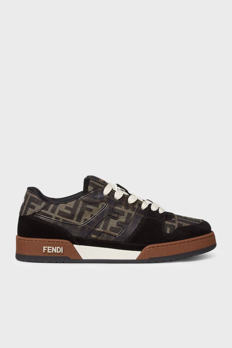 Fendi Jakarlı Süet Detaylı Sneaker Erkek Ayakkabı 7E1688 AQ6I F1PXA SİYAH-TABA - Fendi