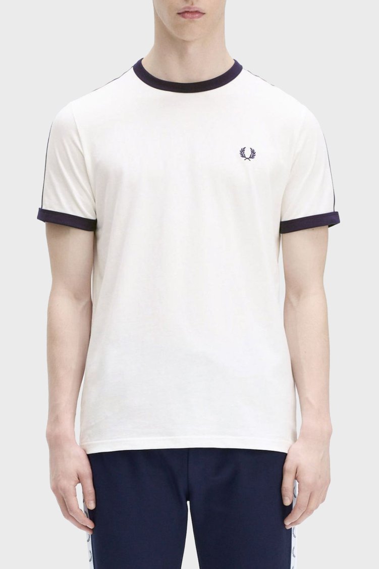 Fred Perry % 100 Pamuk Logo Baskılı Regular Fit Bisiklet Yaka Erkek T Shirt M4620 129 BEYAZ - Fred Perry