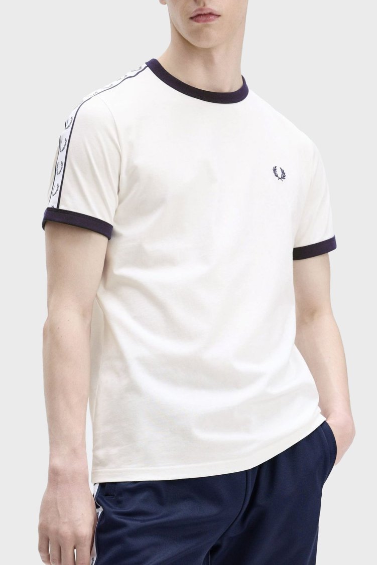 Fred Perry % 100 Pamuk Logo Baskılı Regular Fit Bisiklet Yaka Erkek T Shirt M4620 129 BEYAZ - Fred Perry (1)