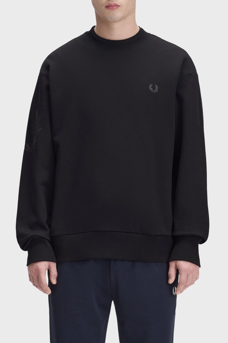 Fred Perry %100 Pamuk Regular Fit Bisiklet Yaka Erkek Sweat M3622 102 Siyah - Fred Perry