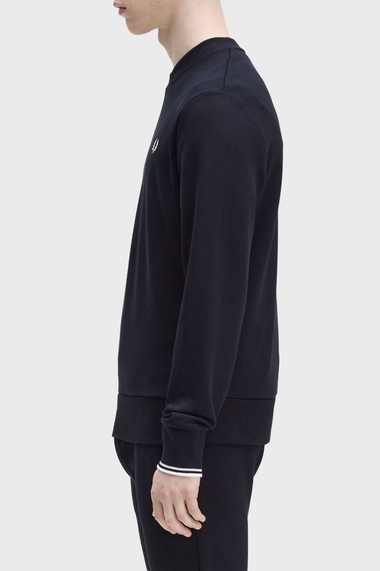 Fred Perry % 100 Pamuk Regular Fit Bisiklet Yaka Logolu Erkek Sweat M7535 248 LACİVERT - Fred Perry (1)