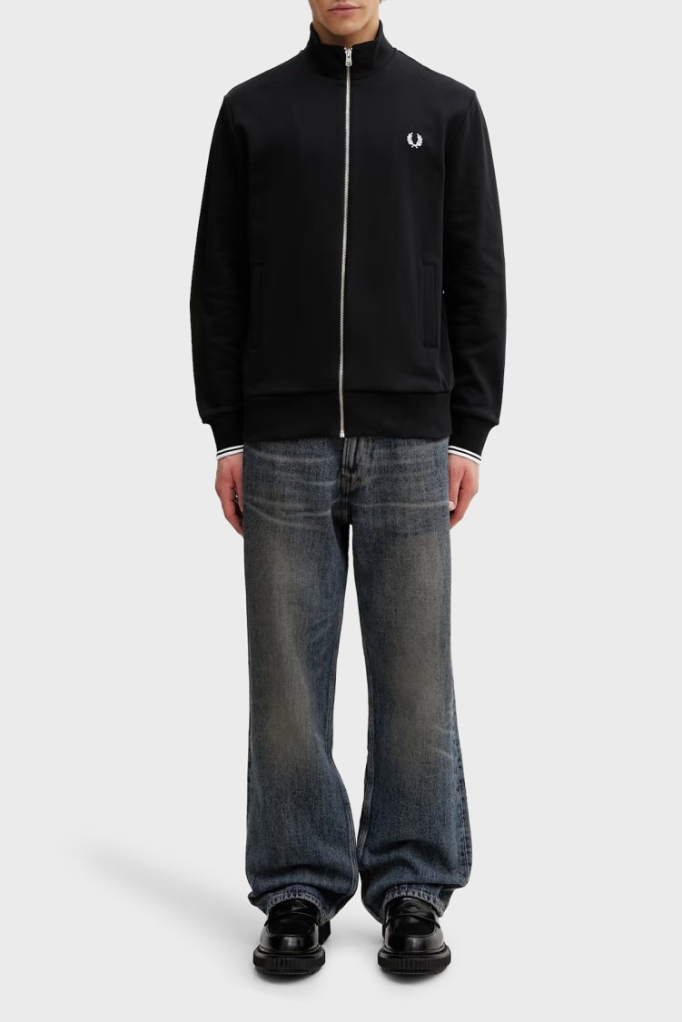 Fred Perry % 100 Pamuk Regular Fit Fermuarlı Erkek Sweat J3340 102 Siyah - Fred Perry (1)
