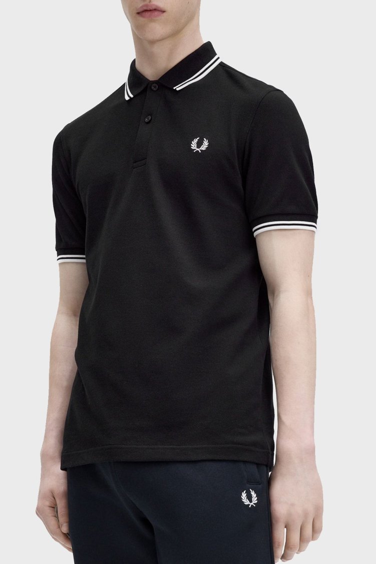 Fred Perry % 100 Pamuk Regular Fit Şerit Detaylı Düğmeli Erkek Polo Yaka T Shirt M3600 350 SİYAH - Fred Perry (1)