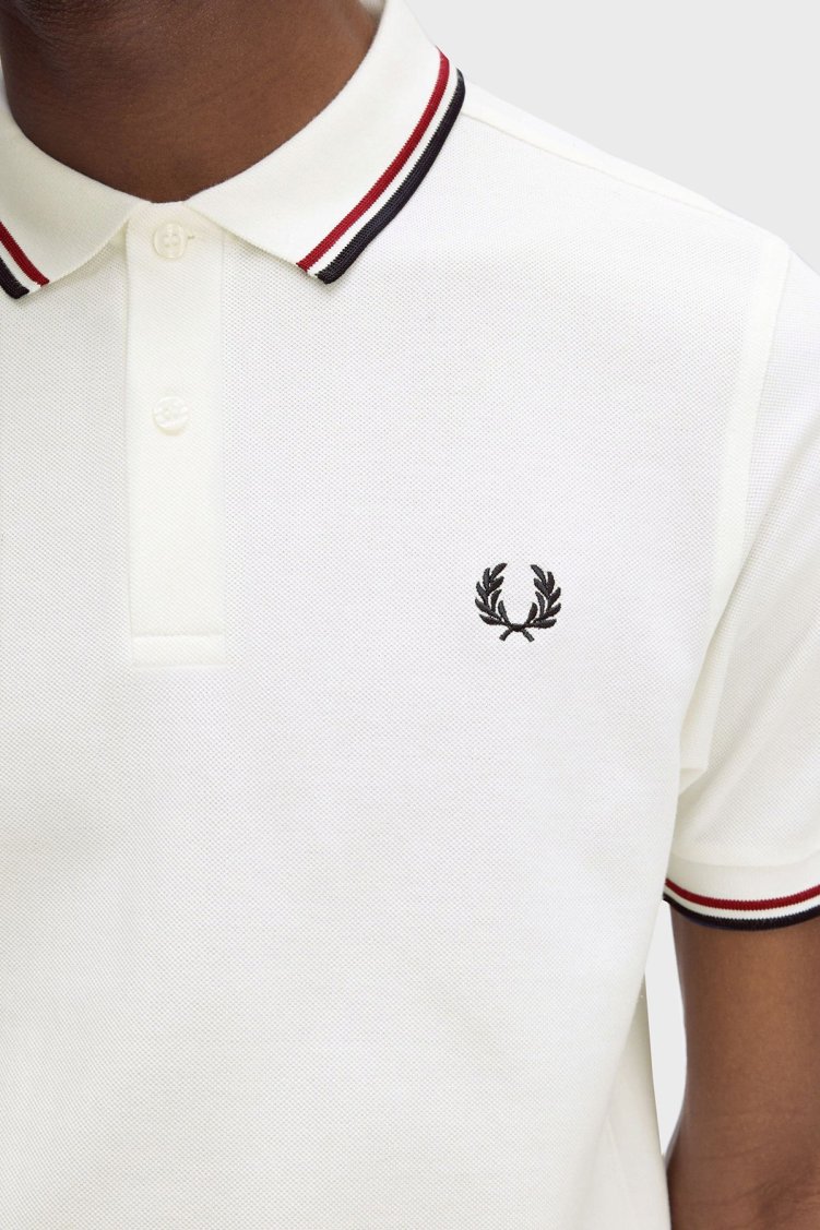 Fred Perry % 100 Pamuk Regular Fit Şerit Detaylı Düğmeli Erkek Polo Yaka T Shirt M3600 T60 EKRU - Fred Perry (1)