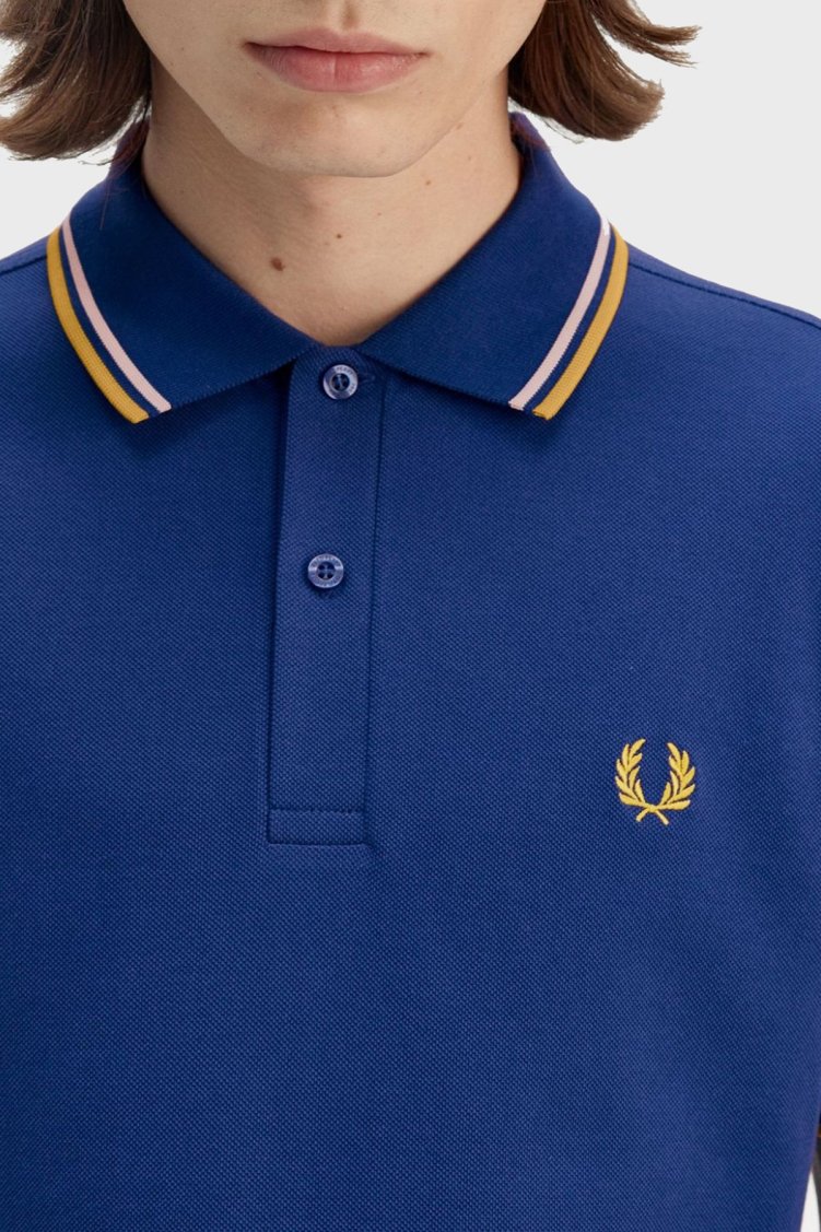 Fred Perry % 100 Pamuk Regular Fit Şerit Detaylı Düğmeli Erkek Polo Yaka T Shirt M3600 Y28 MAVİ - Fred Perry (1)
