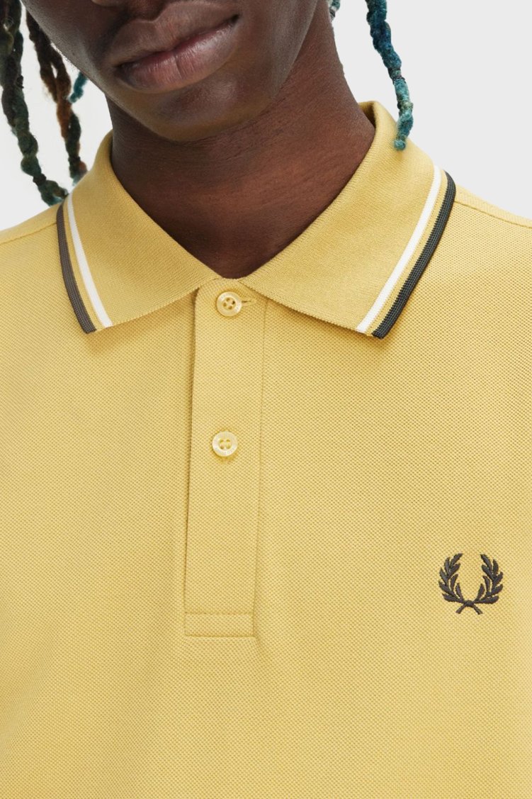 Fred Perry % 100 Pamuk Regular Fit Şerit Detaylı Düğmeli Erkek Polo Yaka T Shirt M3600 Y33 SARI - Fred Perry (1)