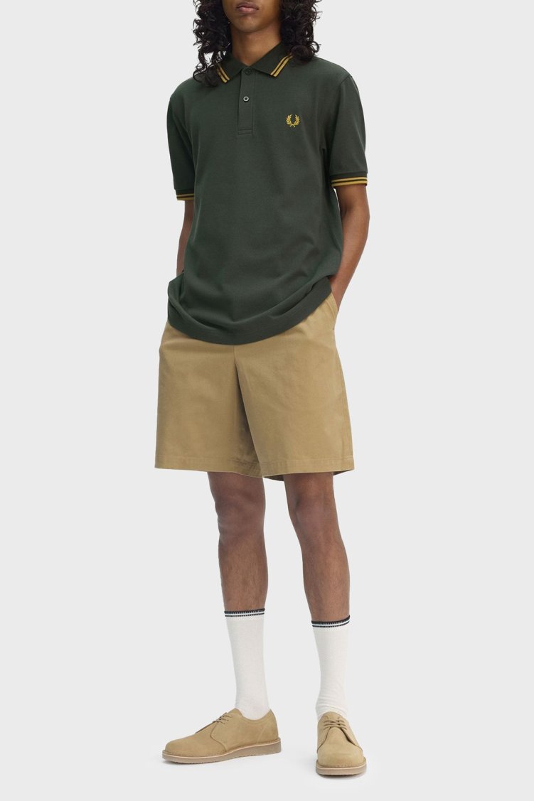 Fred Perry % 100 Pamuk Regular Fit Şerit Detaylı Düğmeli Erkek Polo Yaka T Shirt M3600 Y22 YEŞİL - Fred Perry (1)