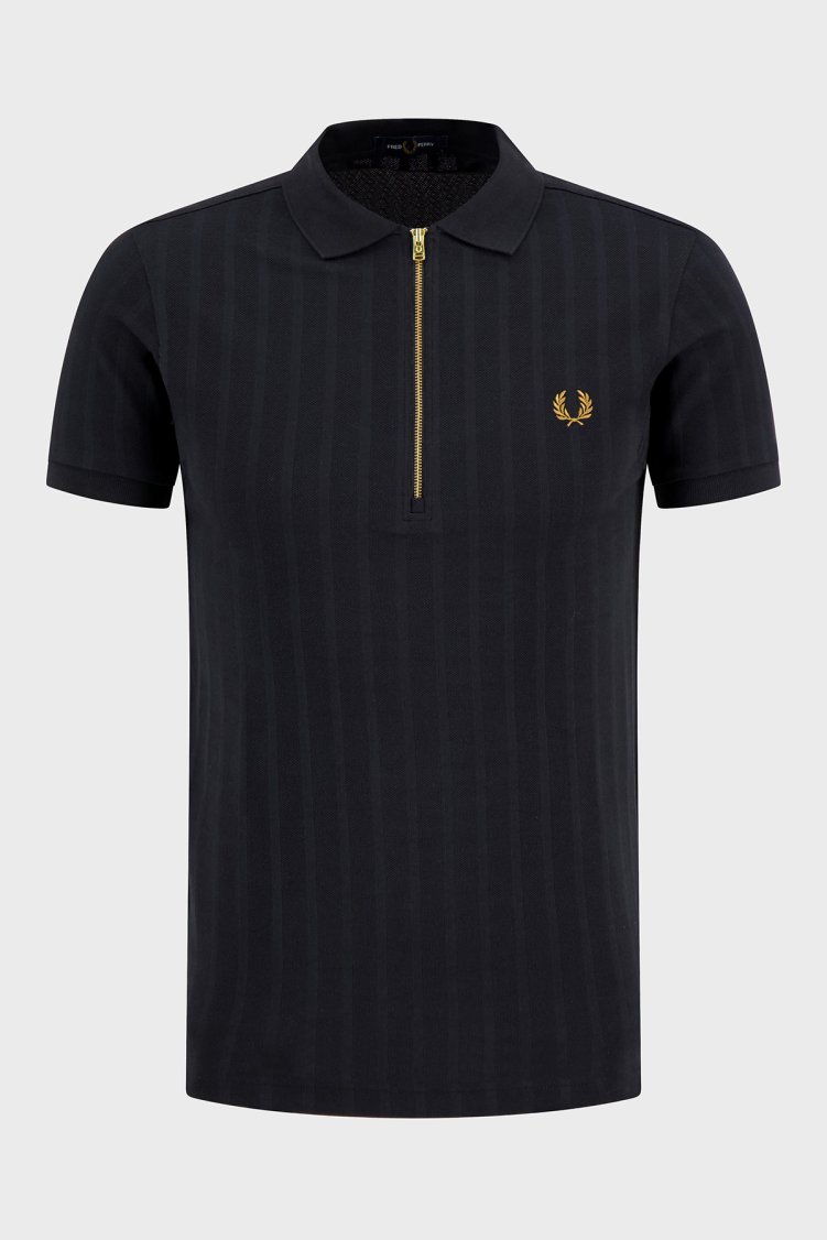 Fred Perry % 100 Pamuk Regular Fit Yarım Fermuarlı Polo Erkek T Shirt M2382 102 SİYAH - Fred Perry