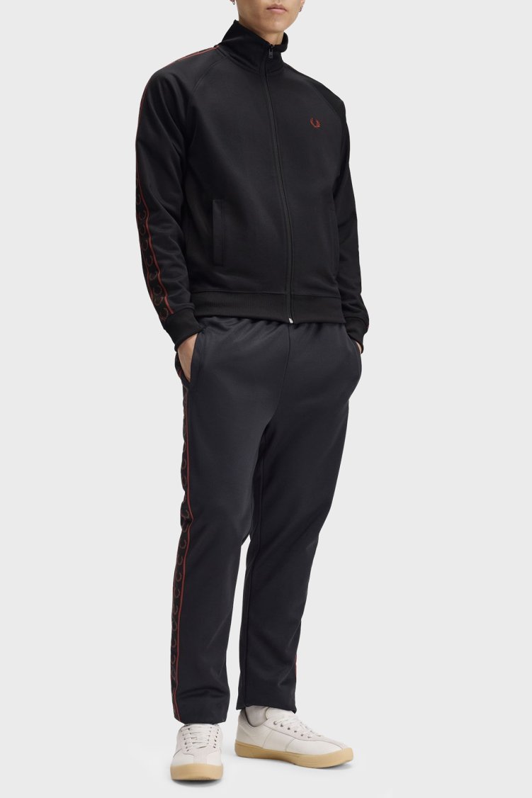 Fred Perry Kontrast Şeritli Dik Yaka Fermuarlı Erkek Sweat J5557 220 Siyah - Fred Perry (1)