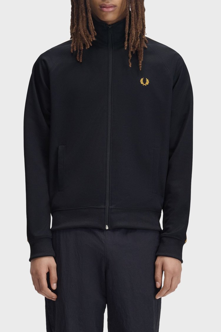 Fred Perry Kontrast Şeritli Logolu Dik Yaka Fermuarlı Erkek Sweat J5557 248 Lacivert - Fred Perry