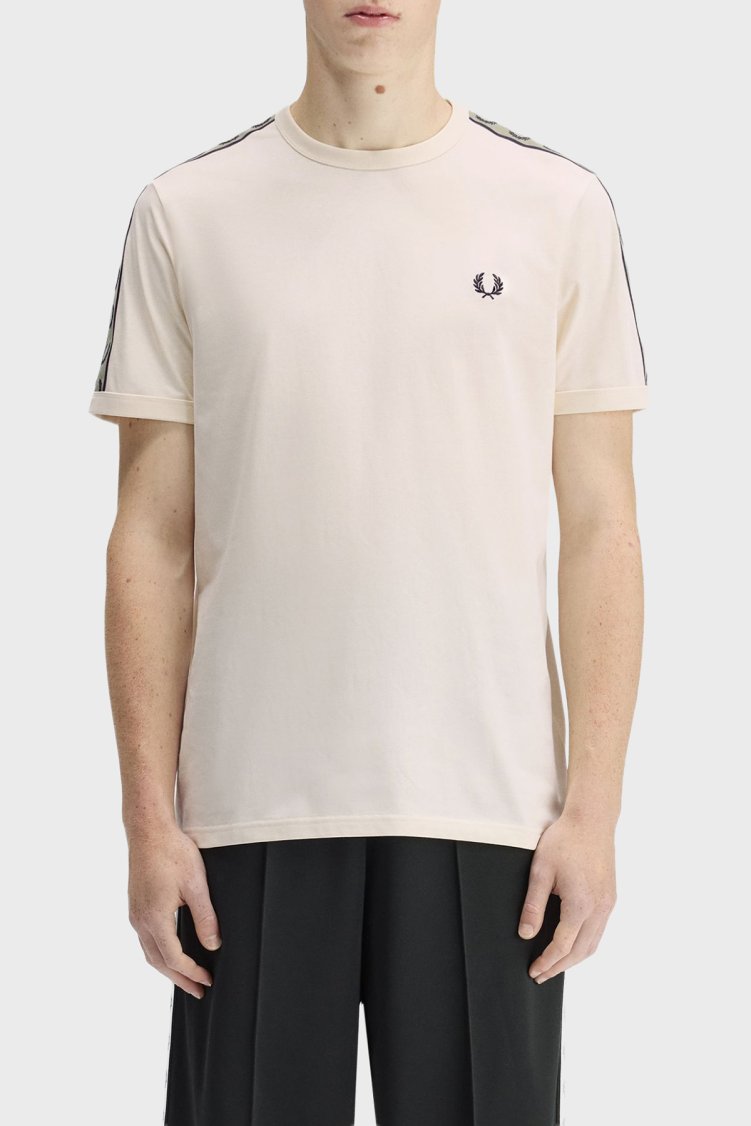 Fred Perry Logolu % 100 Pamuk Bisiklet Yaka Erkek T Shirt M4613 28B EKRU - Fred Perry