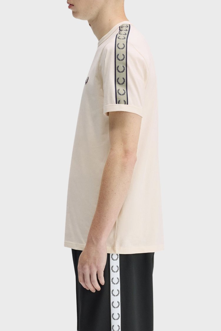Fred Perry Logolu % 100 Pamuk Bisiklet Yaka Erkek T Shirt M4613 28B EKRU - Fred Perry (1)