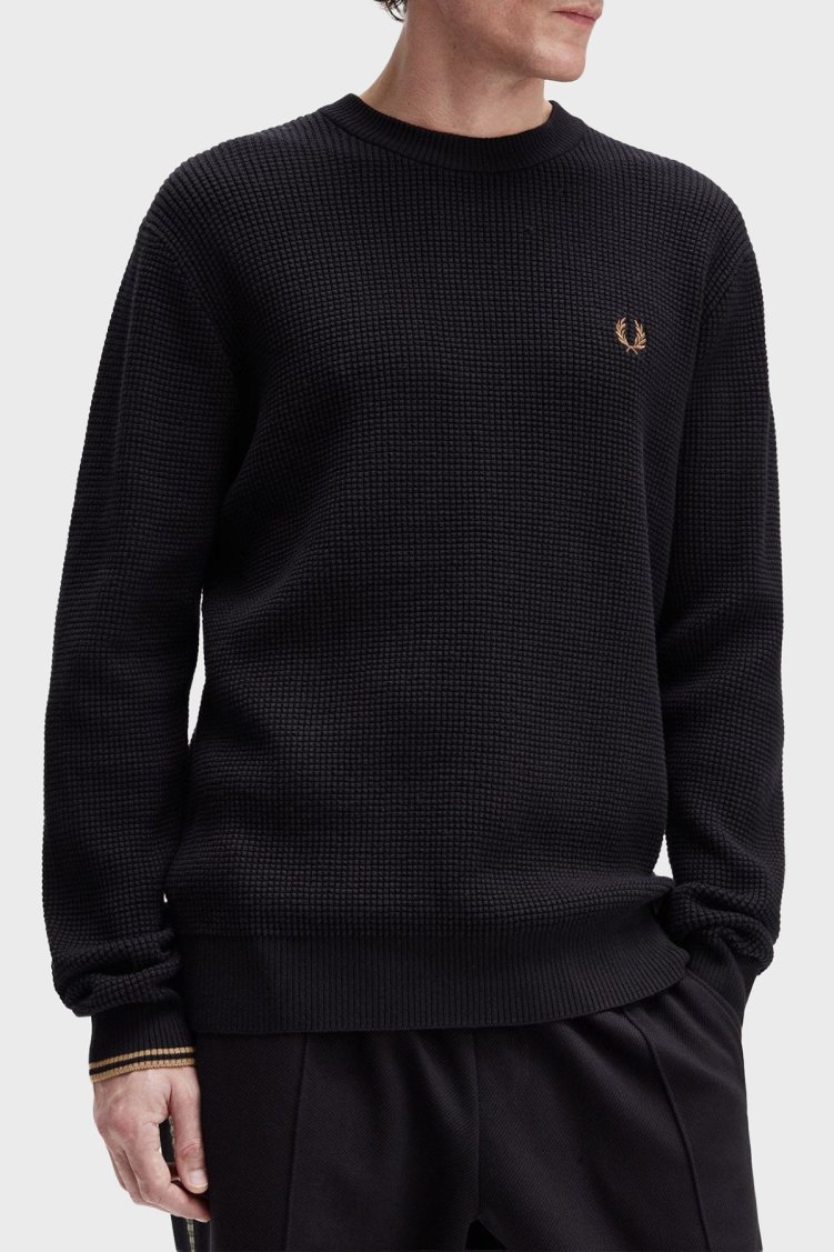 Fred Perry Logolu % 100 Pamuk Regular Fit Bisiklet Yaka Erkek Sweat K6507 102 SİYAH - Fred Perry (1)