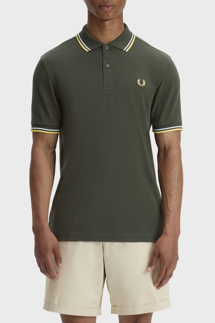 Fred Perry Logolu % 100 Pamuk Regular Fit Düğmeli Erkek Polo M3600 05B HAKİ - Fred Perry