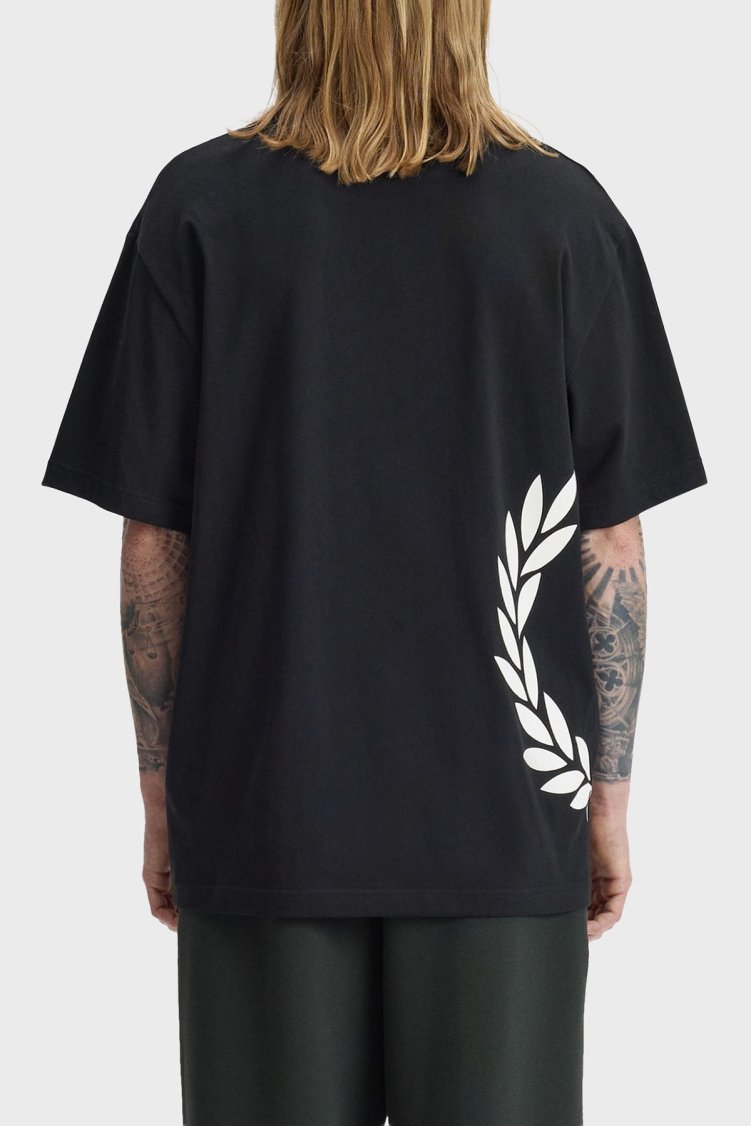 Fred Perry Logolu % 100 Pamuk Relaxed Fit Bisiklet Yaka Erkek T Shirt M2440 102 SİYAH - Fred Perry (1)