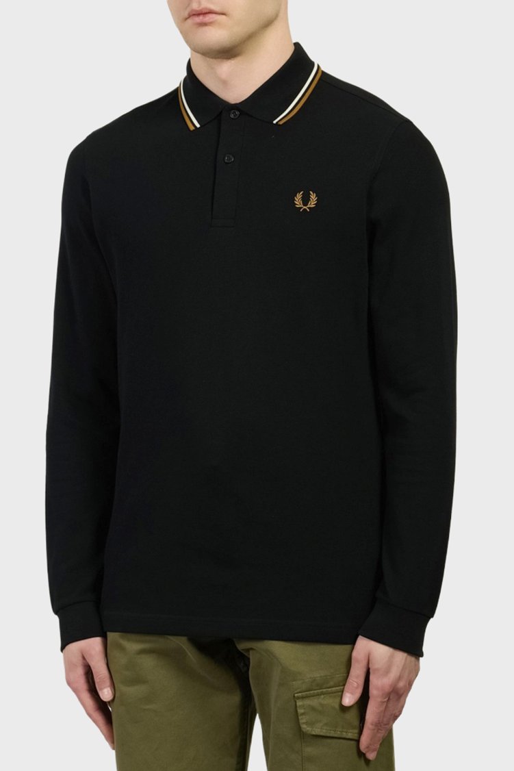 Fred Perry Logolu Pamuklu Düğmeli Erkek Polo Yaka Sweat M3636 P69 Siyah - Fred Perry