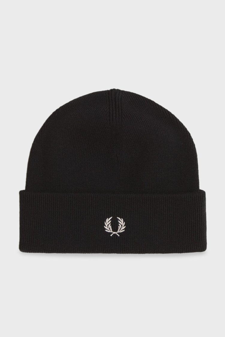 Fred Perry Logolu Yün ve Pamuk Karışımlı Unisex Bere C8161 843 SİYAH - Fred Perry