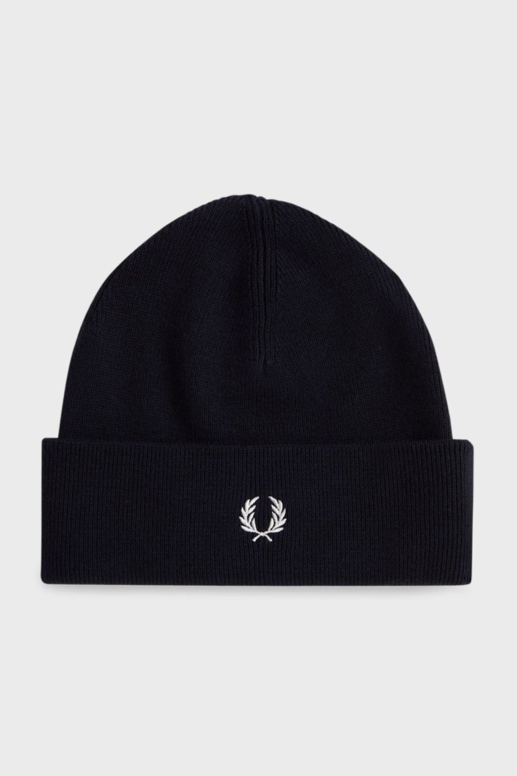 Fred Perry Logolu Yün ve Pamuk Karışımlı Unisex Bere C8161 T05 LACİVERT - Fred Perry