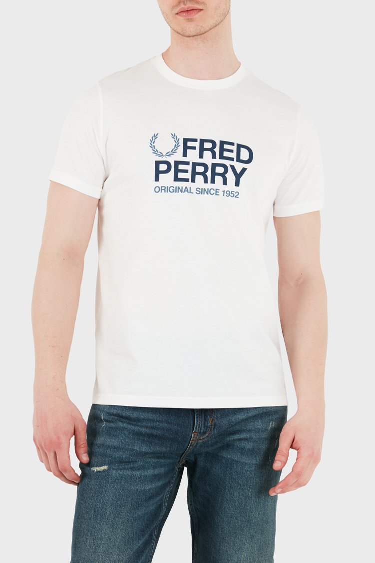 Fred Perry Pamuklu Regular Fit Bisiklet Yaka Logolu Erkek T Shirt M2406 129 BEYAZ - Fred Perry