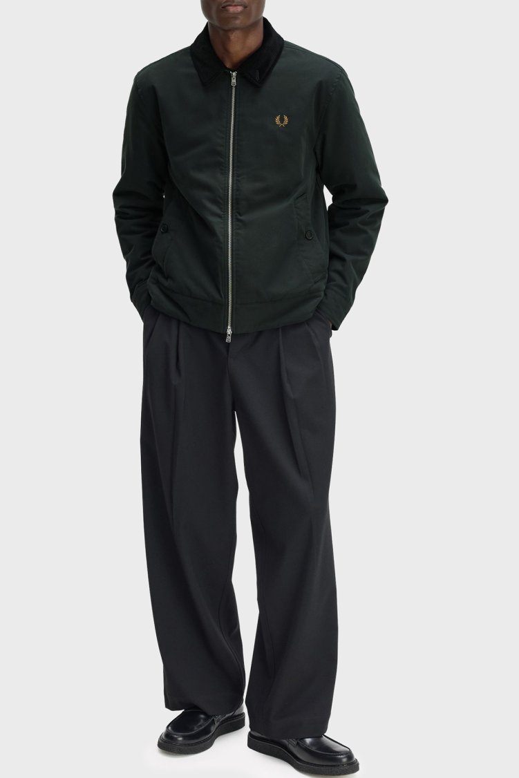 Fred Perry Pamuklu Regular Fit Kadife Yaka Logolu Unisex Mont J8535 Q20 Koyu yeşil - Fred Perry (1)