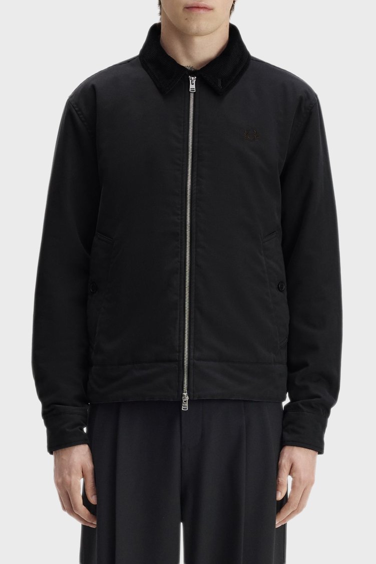 Fred Perry Pamuklu Regular Fit Kadife Yaka Unisex Mont J8535 220 Siyah - Fred Perry