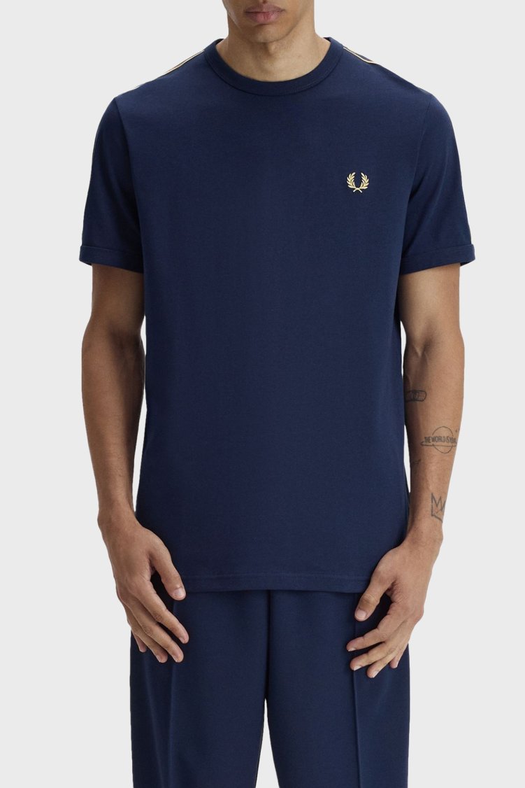 Fred Perry Pamuklu Regular Fit Logolu Bisiklet Yaka Erkek T Shirt M4613 91A LACİVERT - Fred Perry