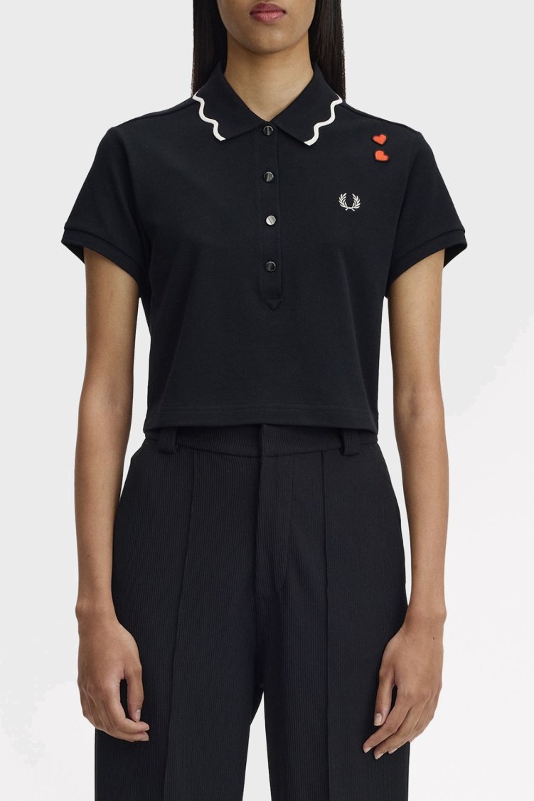 Fred Perry Pamuklu Regular Fit Logolu Düğmeli Bayan Polo SG2131 102 SİYAH - Fred Perry