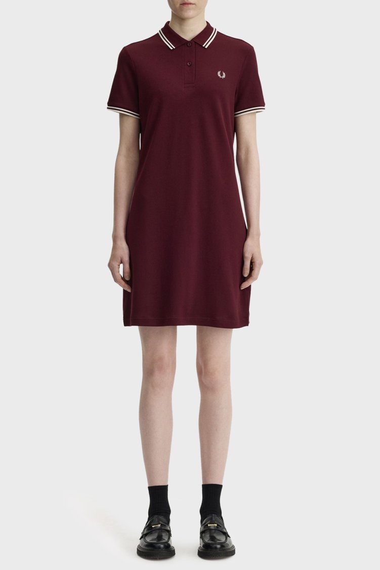 Fred Perry Pamuklu Regular Fit Logolu Düğmeli Polo Yaka Kadın Elbise D3600 597 BORDO - Fred Perry (1)