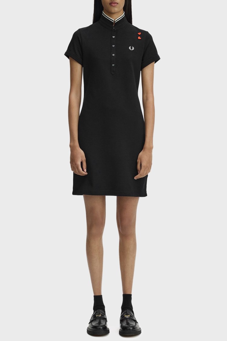 Fred Perry Pamuklu Regular Fit Logolu Düğmeli Polo Yaka Bayan Elbise SD2140 102 SİYAH - Fred Perry