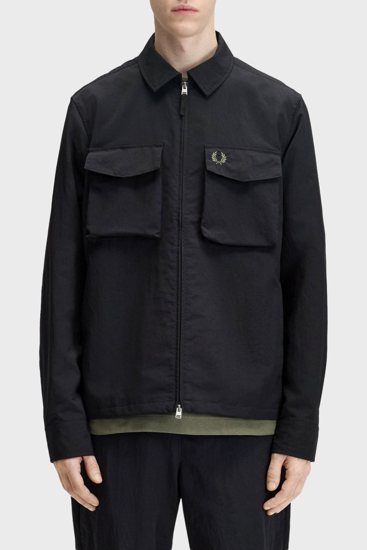 Fred Perry Regular Fit Çift Fermuarlı Klasik Yaka Erkek Gömlek M2402 184 Siyah - Fred Perry (1)