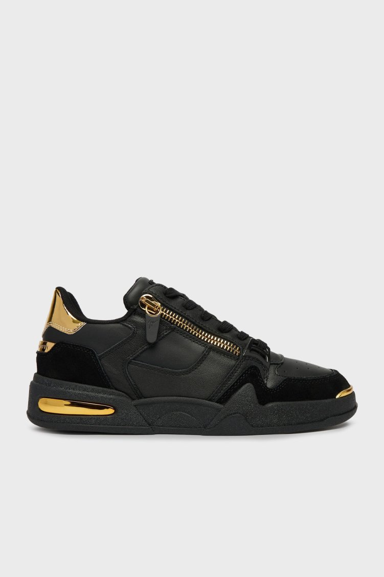 Giuseppe Zanotti Deri Fermuarlı Detaylı Sneaker Erkek Ayakkabı RU50015-001 SİYAH - Giuseppe Zanotti